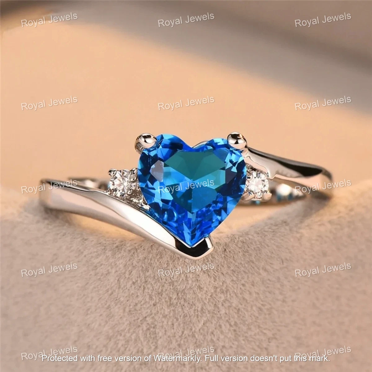 Royal Baby Goddess Blue Sapphire Leaf Ring – Sermez.com