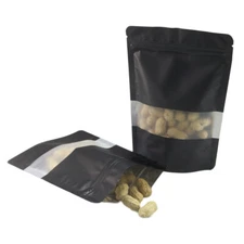 Black/Silver Frosted Window Zip Seal Bags for Granulated Sugar Products 16x24cm	