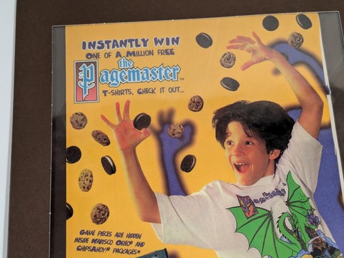 Pagemaster Nabisco 1994 Framed Laminated Chips Ahoy Oreo Promo Ad Wall Art - Picture 3 of 8