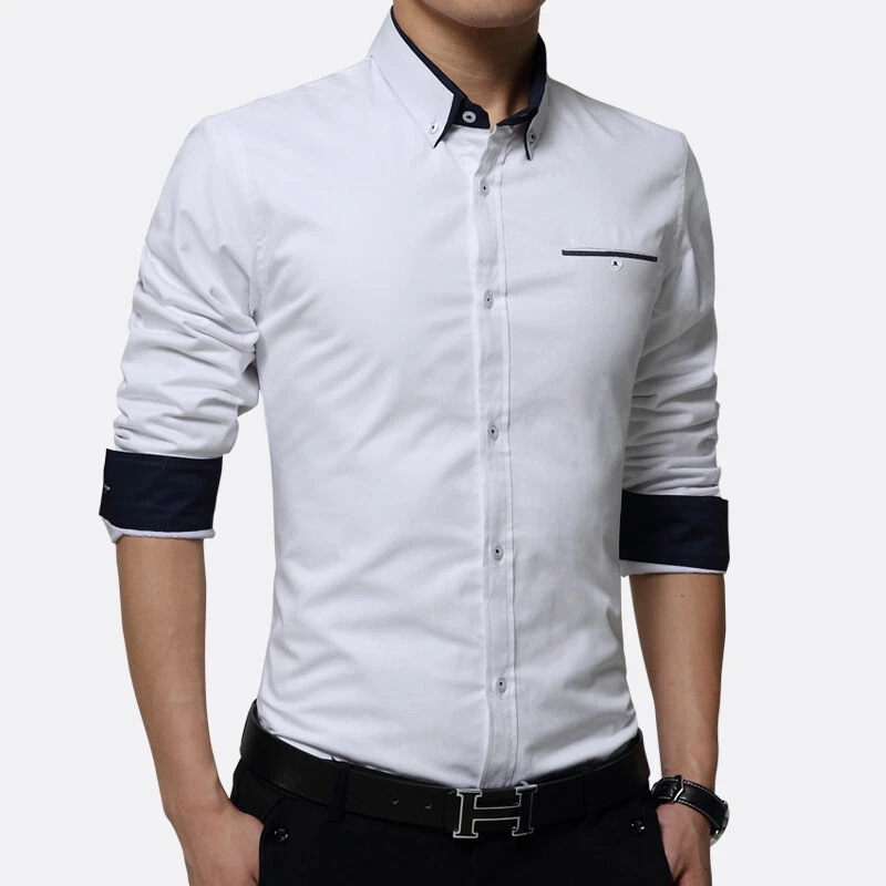 New Fashion Men‘s Dress Shirts Luxury Casual Slim Fit Stylish Cotton Shirts Tops