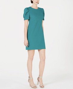 calvin klein embellished puff sleeve dress