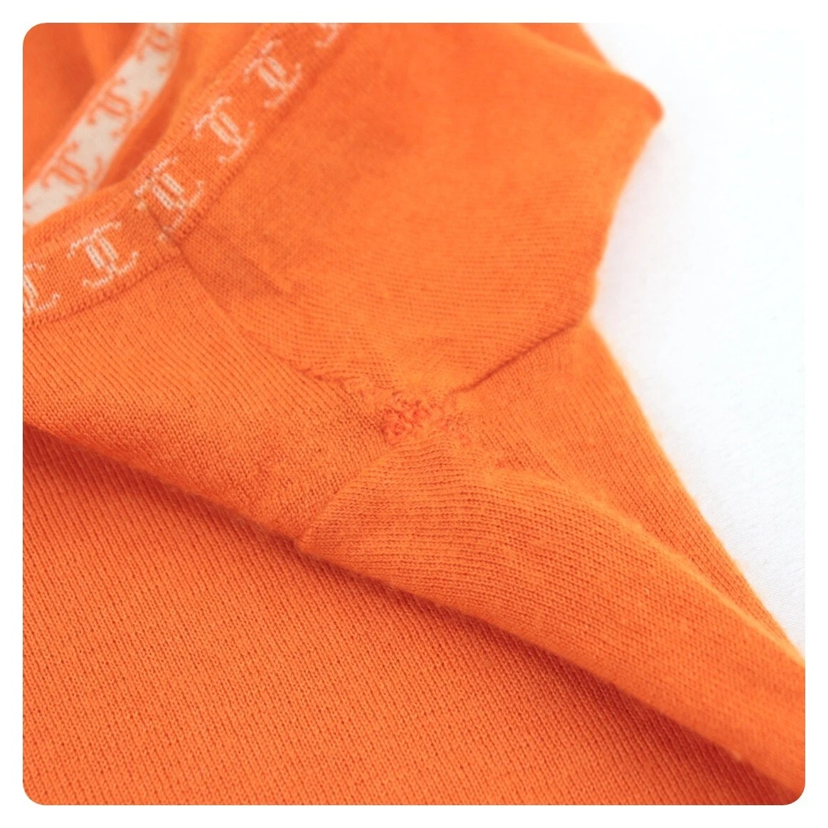 CHANEL 100% Cashmere Knit T-shirt Orange Authentic Women Used from
