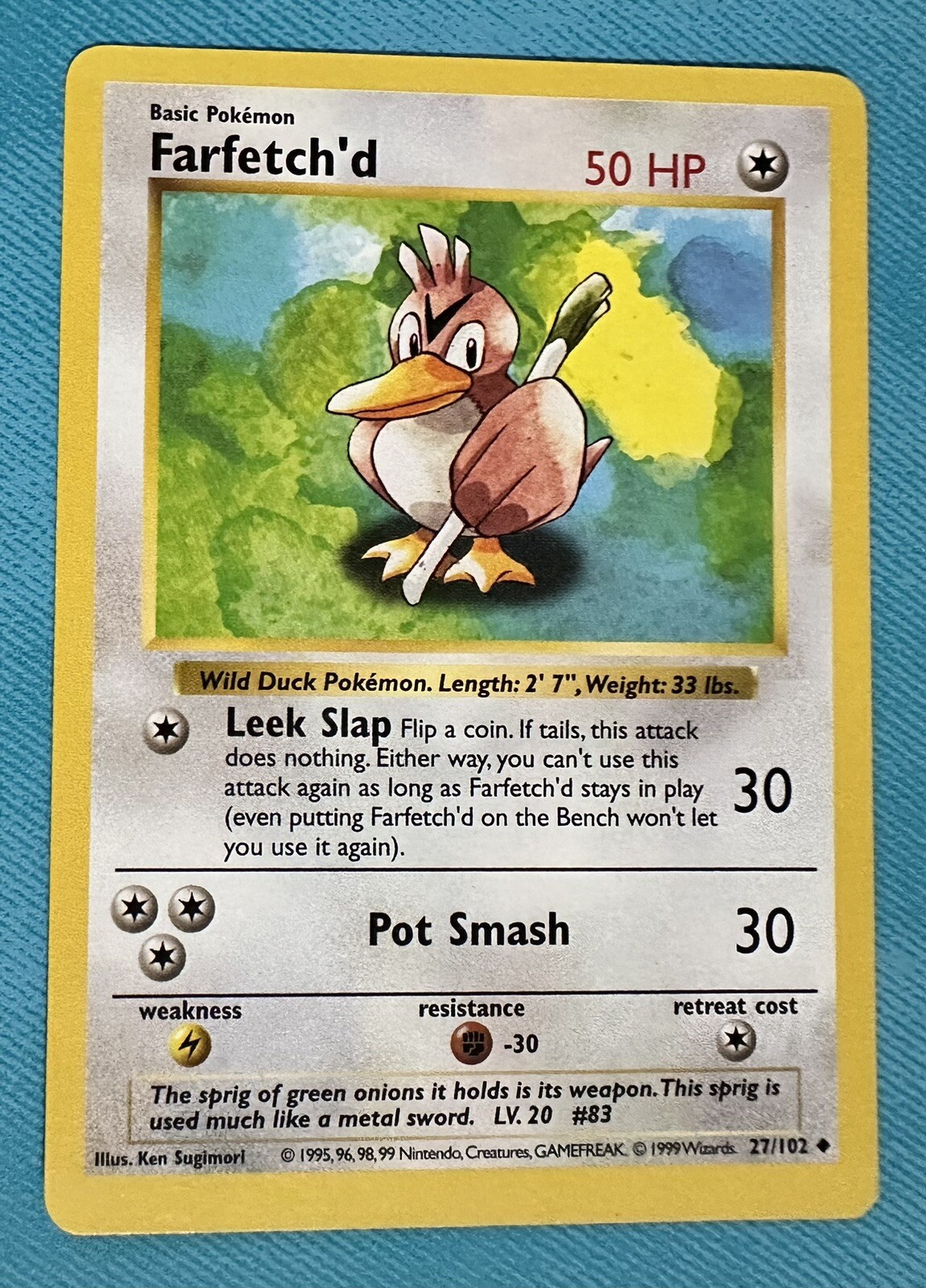 Shadowless Farfetch'd 27/102 - 1999 Pokemon Base Set WOTC Card - LP