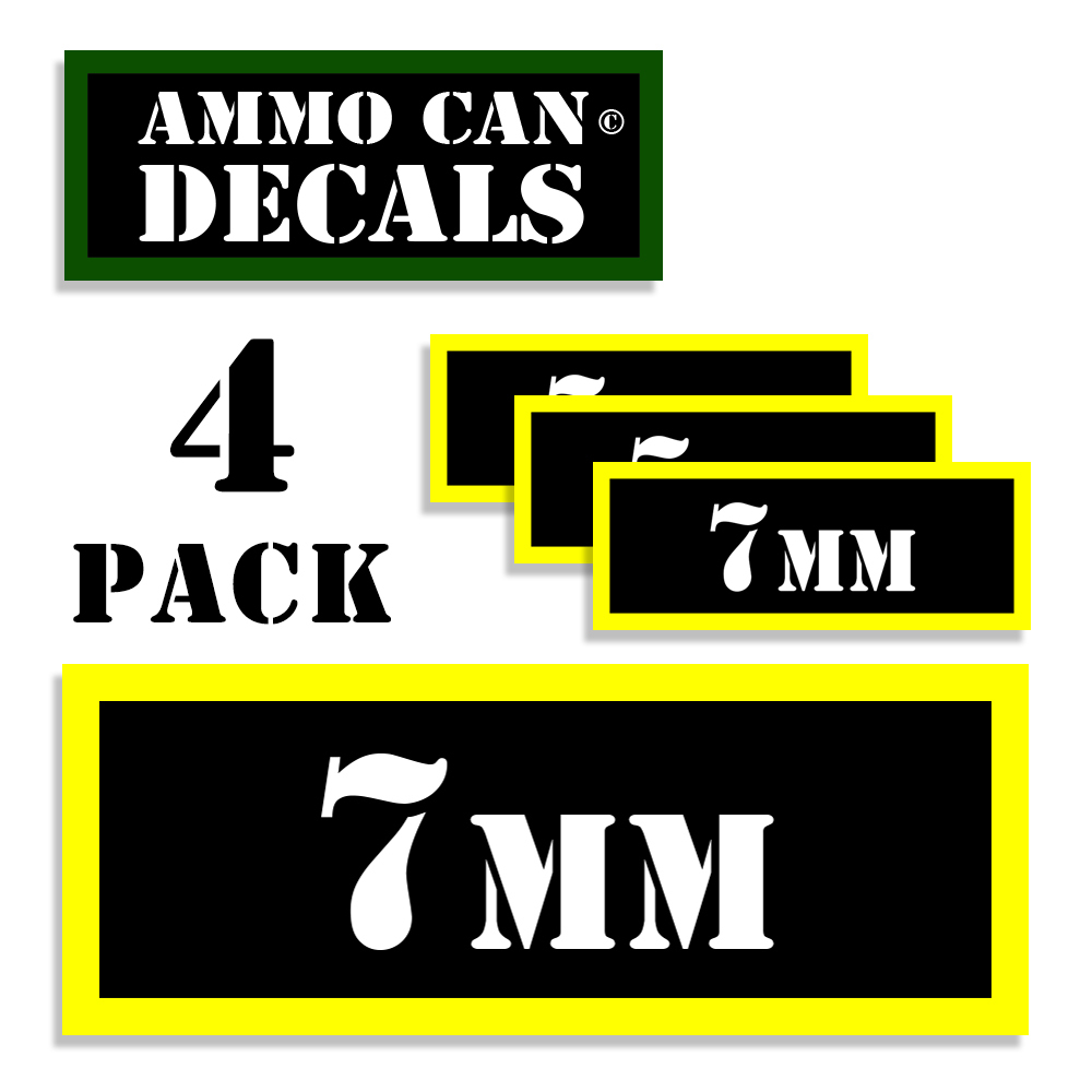 7MM Ammo Can 7MM Labels Ammunition Case 3"x1.15" 7MM sticker decal 4 pack BLYW