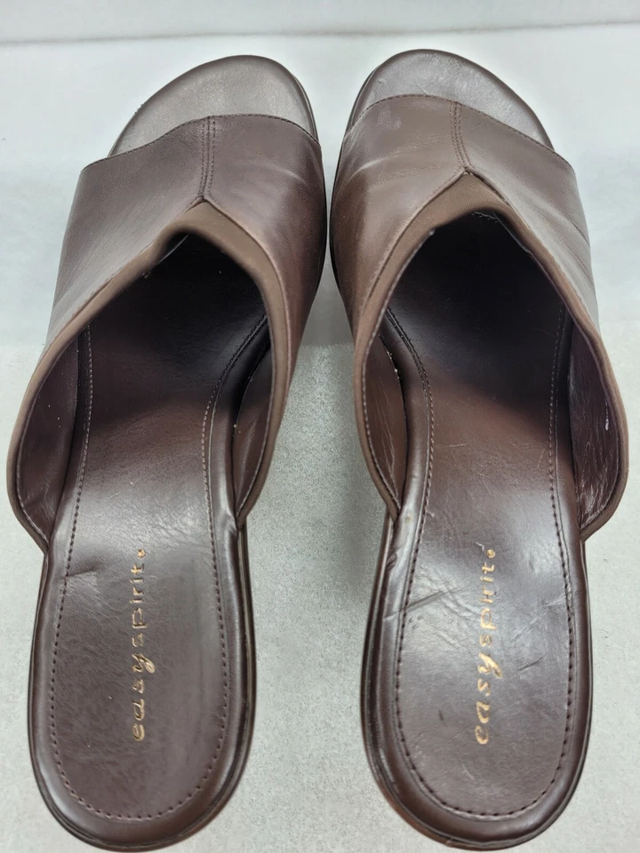 Sandalias de cuero Easy Spirit para mujer 8,5 M Esonnie marrón tacón bloque deslizables Foto 4 de 4