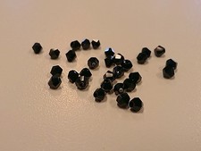 Black Faceted Bicone Glass Beads, 3x3mm, Hole: 1mm Qty - 50 Beads