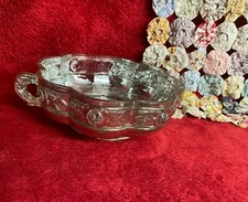 Glass Candy Dish Covered with Silverplate Scalloped Sections with Handle 