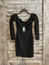 Fashion Nova Matter Of Fiction Off Shoulder Dress Black SZ XS NWT