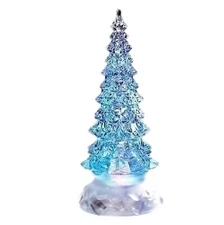 Holiday Pine Tree Multicolored Light Up Glitter Confetti Swirl 8.5 Inch Acryl...