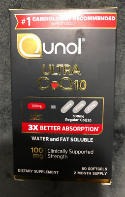 New Qunol Ultra CoQ10 100 mg 60 Softgels 3X Better Absorption EXP 2028