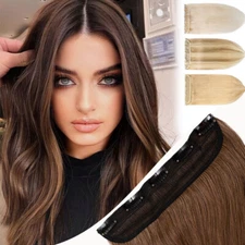 ONE PIECE Clip In Human Hair Extensions REMY REAL 3/4 Half Head BIG DISCOUNT