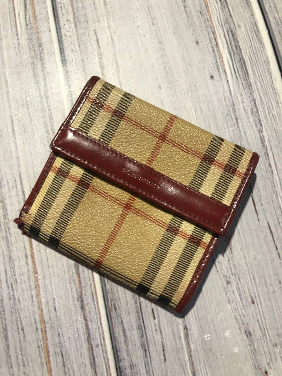 Vintage Burberry London Wallet Nova Check Beige Brown 90s