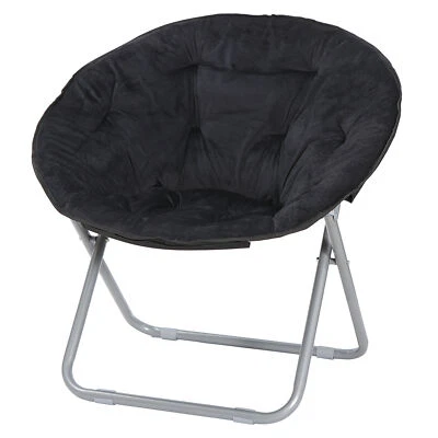 SEGAWE Oversized Moon Saucer Chair Seat Stool Soft Folding Home Living Room Sofa Black