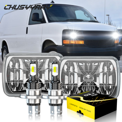 Pair Of 7x6 Inch LED Headlights – Fits Chevy Express Cargo Van 1500/2500/3500, DOT/SAE Sealed Assemblies