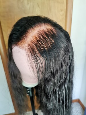 Bleached Knots High Quality Sexy 26''' Virgin Human Hair Front Lace Wig 1B 