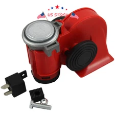 Electric Air Horn Compressor Train Car Interior Dual Tone Trumpet Loud Truck Red