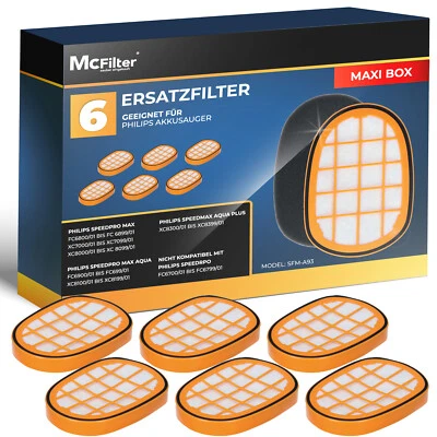 A. PATZIG 6x Filter Ersatzfilter für Philips SpeedPro Max XC8045/01 kabeloser Staubsauger