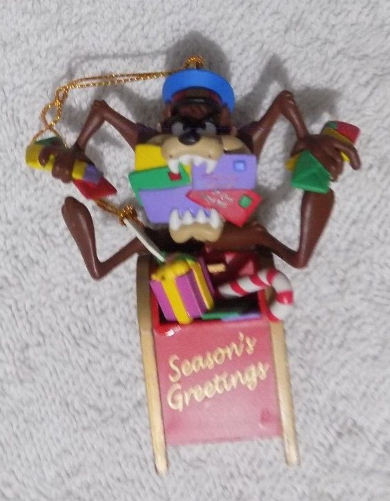 TASMANIAN DEVIL ON A MAILBOX CHRISTMAS ORNAMENT