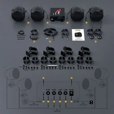 1000W Amp Waterproof Bluetooth Motorcycle ATV Stereo 4-CH Speakers Audio System