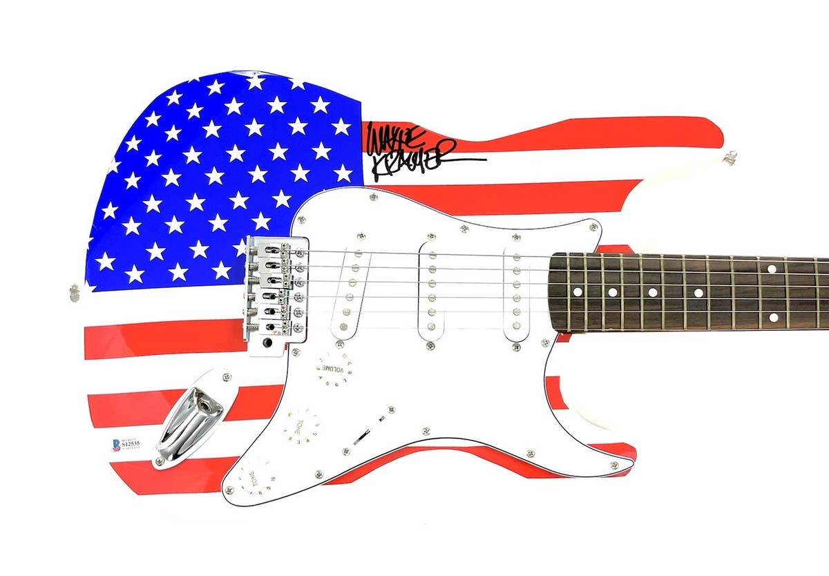 Wayne Kramer Signed American Flag Art Guitar Certified By