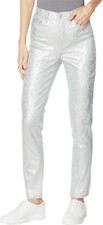 DG2 Diane Gilman Stretch Foil-Print Skinny Jean GRAY SNAKE 12 NEW 763 