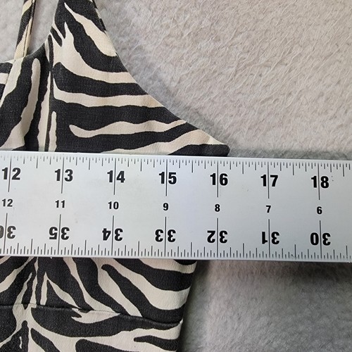 Vtg Y2K Zebra Print Stretch Square Neck Bodycon Sexy Mini Womens Dress Size L - Picture 8 of 18