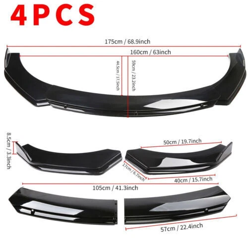 Front Bumper Lip Splitter Spoiler Gloss Black Body Kits For Chevrolet Chevy S10 Foto 4 de 4