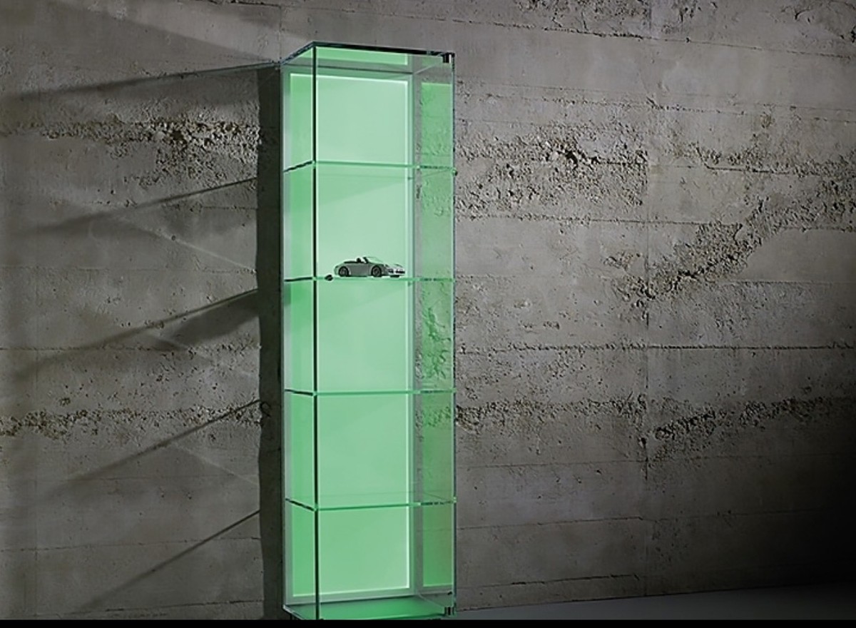 BRILVERDE Glasvitrine Mit LED-Beleuchtung - Elegante Sammlervitrine Mit Spiegel
