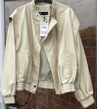 Bnwt Zara Ecru Soft Genuine Lambskin Leather Jacket Size M