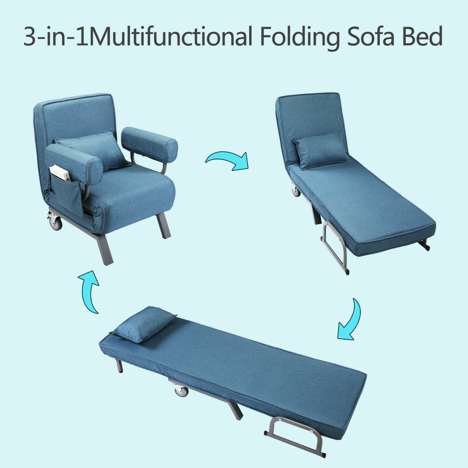 Convertible Sofa Bed Folding Arm Chair Lounge Leisure Recliner Couch w