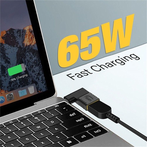 Adattatore caricatore alimentazione 90 gradi 65W USB tipo C a DC convertitore quadrato per Lenovo - Foto 3 di 9