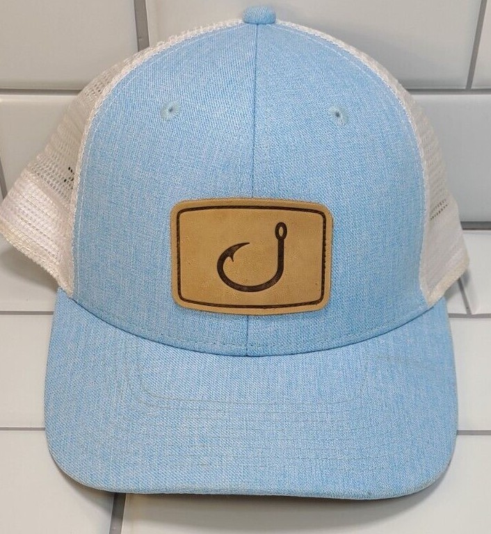 Avid BLUE CHAMBRAY LADYDAY Fishing Trucker Snapback Mesh Hat LEATHER Hook Patch