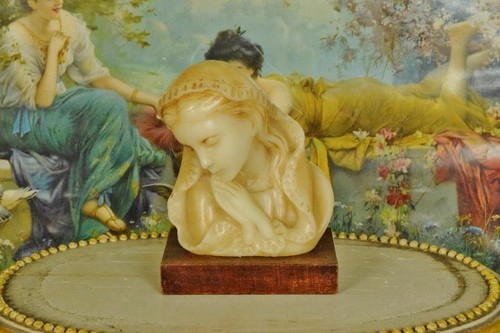 Sublime Antique French Religious Wax Bust / Statue Virgin Mary, The Madonna - Picture 14 of 14