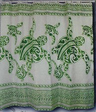 Sage green Turtle Hawaiian Fabric Shower Curtain Animal Hawaii water repellent