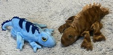 Caltoy Plush Creations Chameleon Iguana Lizard Hand Puppets Bundle Blue Brown
