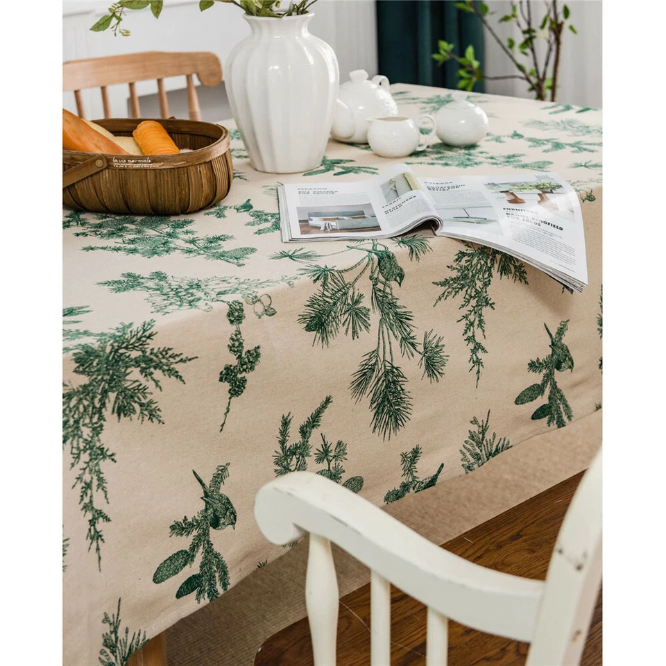 Pine Rectangle Tablecloth Desk Tea Table Cloth Covers Kitchen Dinner Home Decor - Image 3 of 4