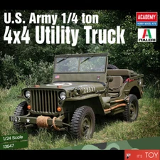 Academy 1/24 U.S.Army 1/4 Ton 4x4 Utility Truck Vehicle Jeep Model Kit #13547