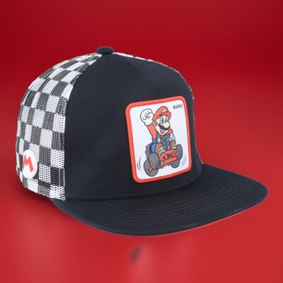 Nintendo Super Mario Kart Mario Black/White Trucker Hat x Capslab SnapBack Cap