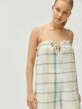 Urban Outfitters UO Lacey Shapeless Striped Romper Cotton Printed Ivory L 219852