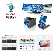 High-Resolution 14" Triple Screen Extender for Laptops - Ideal for Professionals