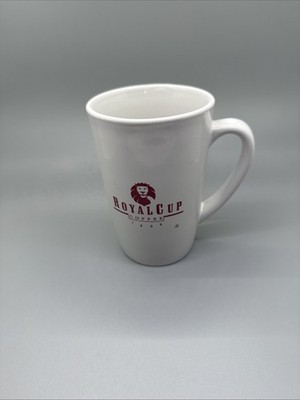 Royal Cup White Graphic Ceramic Coffee Mug ''Savor the Experience'' Classic Style