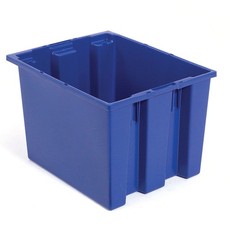 QUANTUM Stack and Nest Tote Box - 19-1/2x15-1/2x13" - Blue Lot of 6