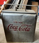 Vintage 40s Embossed Coca Cola Stainless Steel Cooler With Bottle Opener