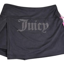 Juicy Couture Anthracite Rhinestone Logo Skort Black Slit Athletic Medium