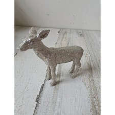 Silver glitter reindeer deer statue figurine Xmas decor
