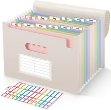 13 Pocket Expanding File Folder, Accordion Document Organizer with Monthly Label
