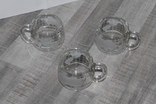 Vintage 1970s Nescafé Nestlé Glass World Globe Map Mugs Set of 3 “Taste Your Way