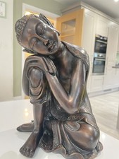 Bronze Effect Resting Buddha Statue - Height Approx 27cm