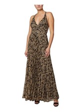 LAUNDRY Womens Black Crisscross Back Lined Padded Spaghetti Strap Gown Dress 0