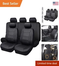 Universal Fit 8PCS Carbon Fiber Car Seat Covers - Elegant & Waterproof - Black